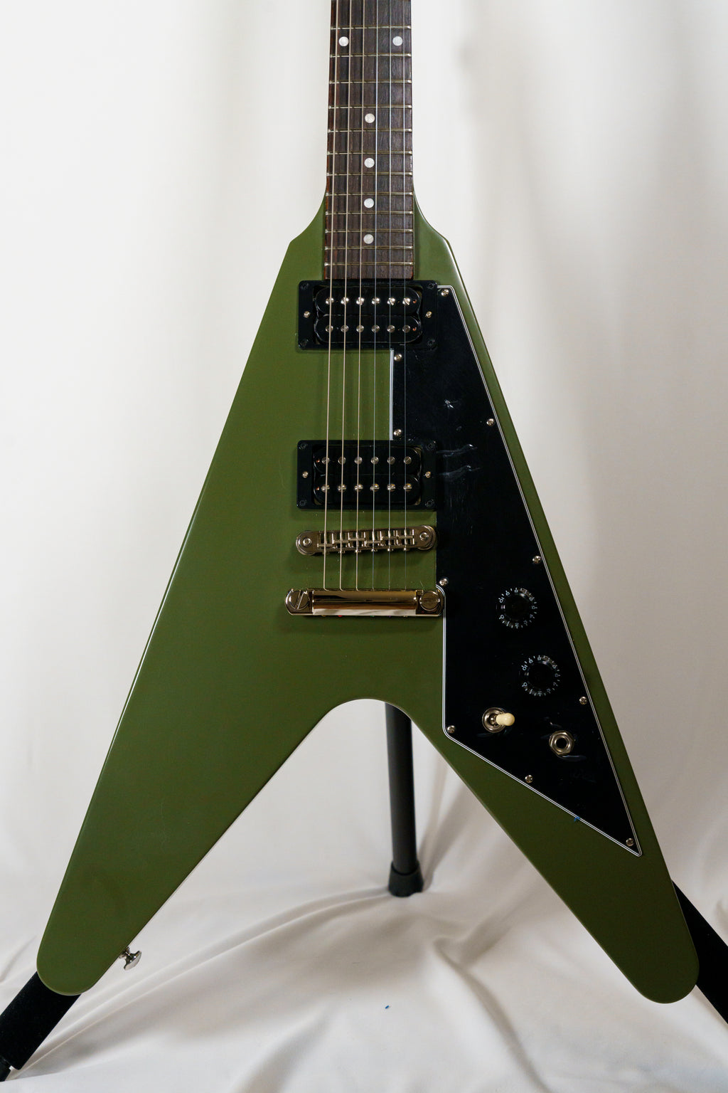 2021 Gibson Flying V Tribute – Rare "Worn Olive Drab" Exclusive (MINT / NOS)